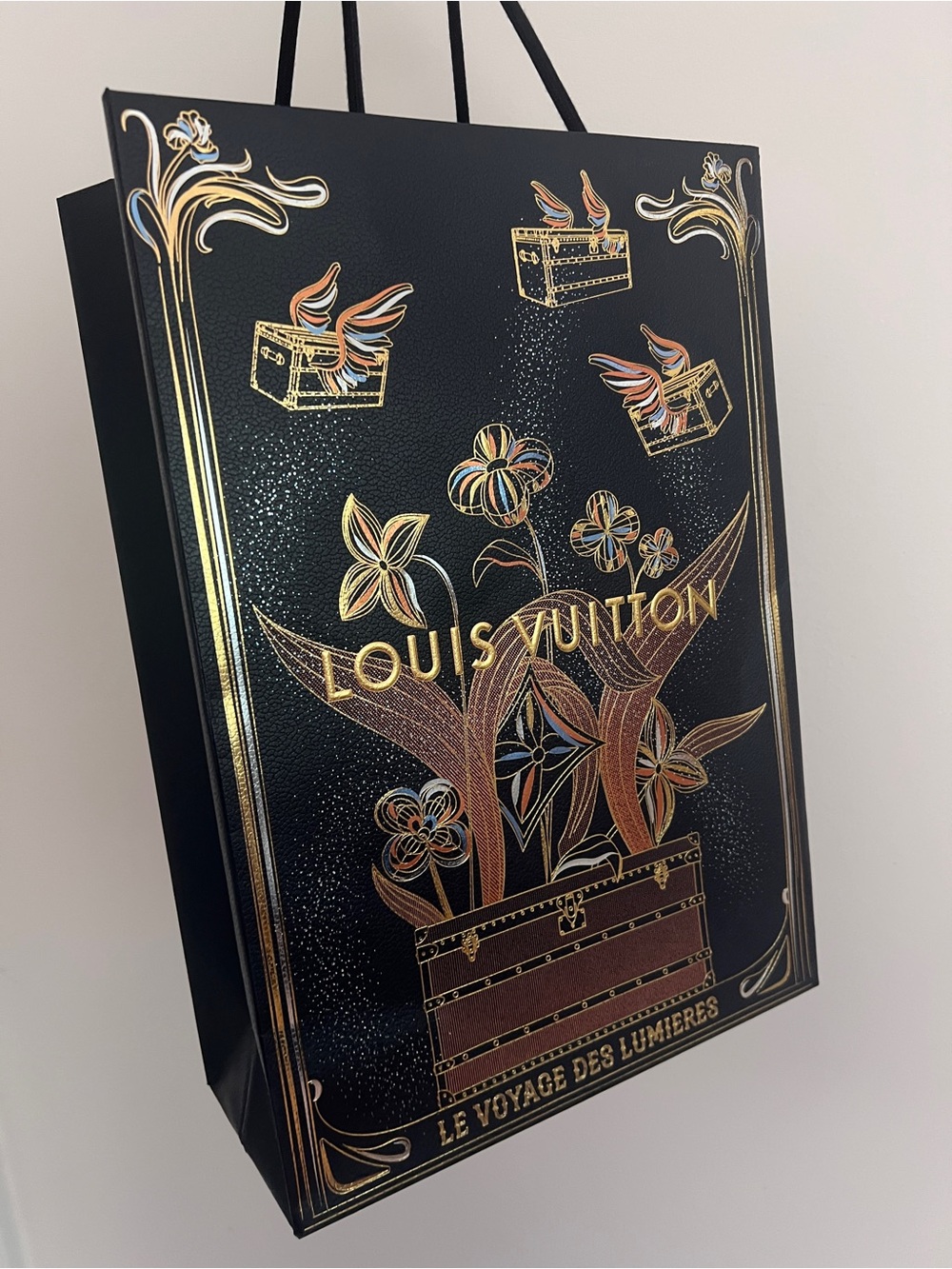 Louis Vuitton Decorative Black & Gold Gift Bag with 2 parfum